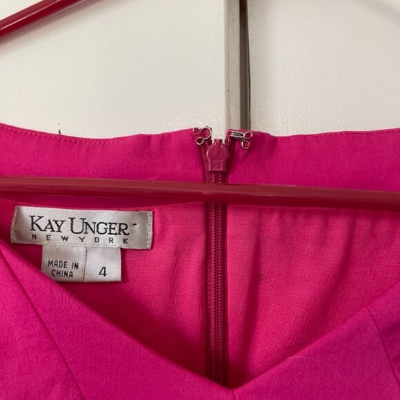 Size 4 Kay Unger magenta/hot pink minidress - Picture 3 of 6